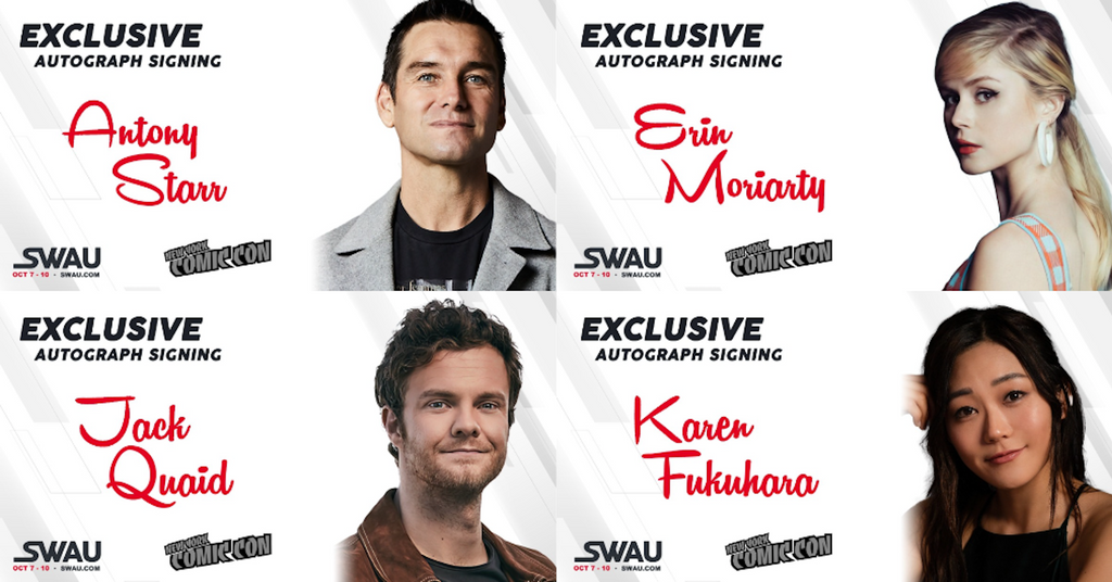 Antony Starr, Erin Moriarty, Jack Quaid, Karen Fukuhara, and Jurnee Smollett to Sign for SWAU!